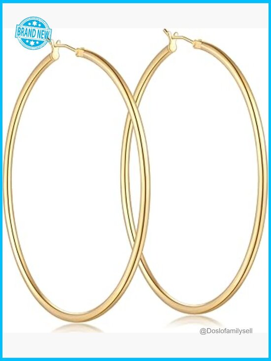 vintage-puffy-wide-hoop-  14K Gold Plated Hoop Earrings Vintage Oversized Delicate Classic Elegant